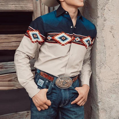 Herren Hemd Western Stil Langarm