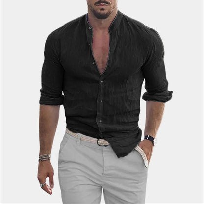 Herren Leinenhemd Langarm Baumwolle Elegant - IdealeKleiden