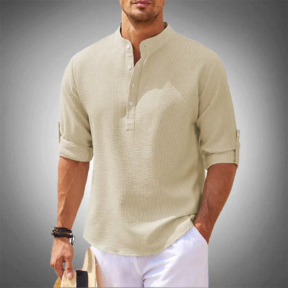 Herren Hemd Lässig Langarm Button Down Style