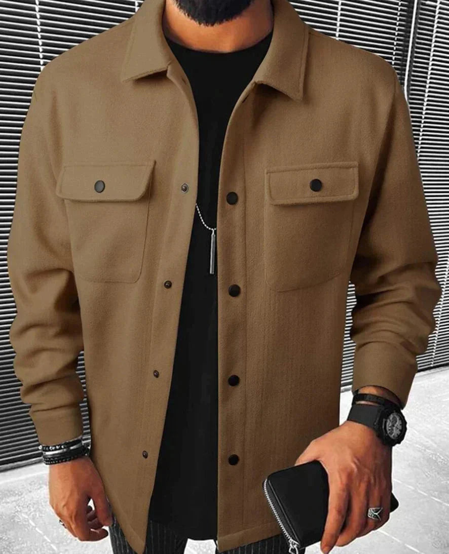 Herren Overshirt Langarm mit Knöpfen Modern