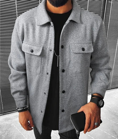 Herren Overshirt Langarm mit Knöpfen Modern