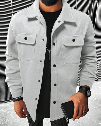 Herren Overshirt Langarm mit Knöpfen Modern