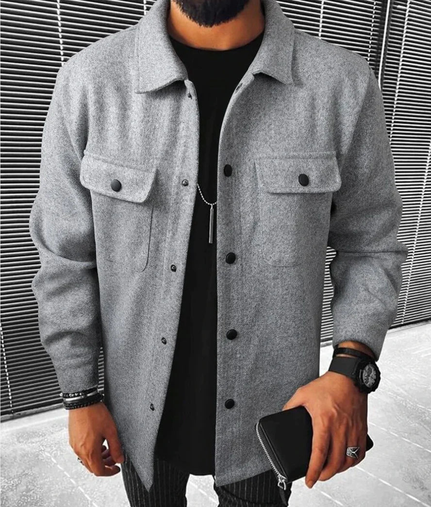 Herren Hemdjacke Warm Langarm Button Down