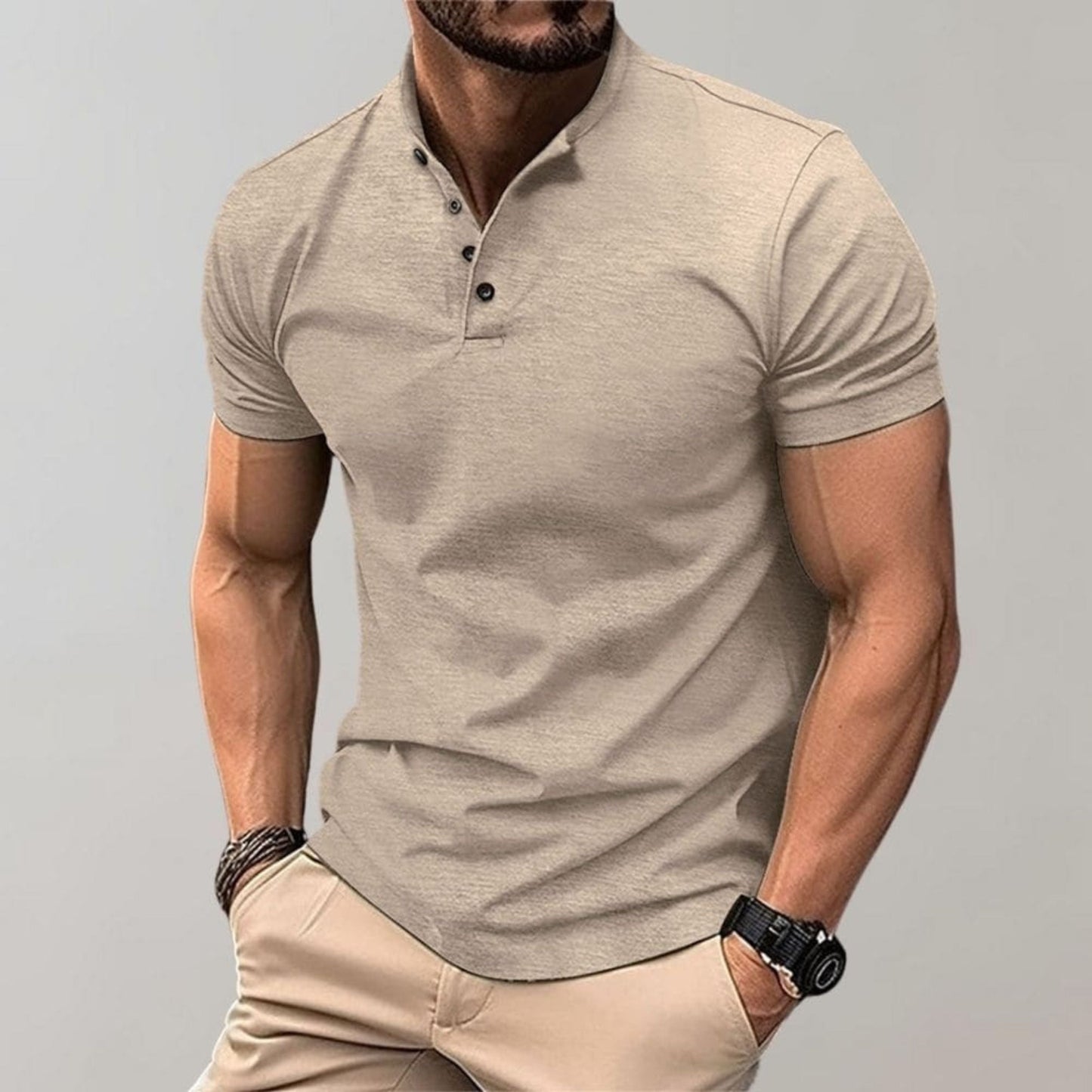 Herren Poloshirt Kurzarm Knopfverschluss Modern