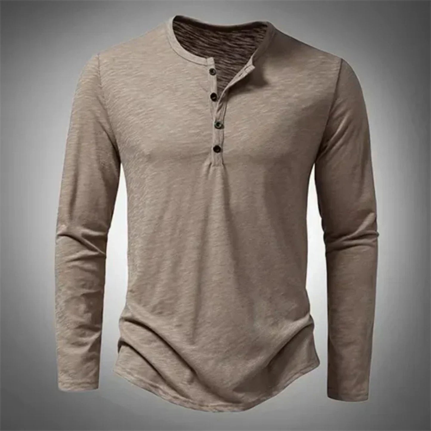 Herren Langarm-Shirt Lässig Halbgeknöpft - IdealeKleiden