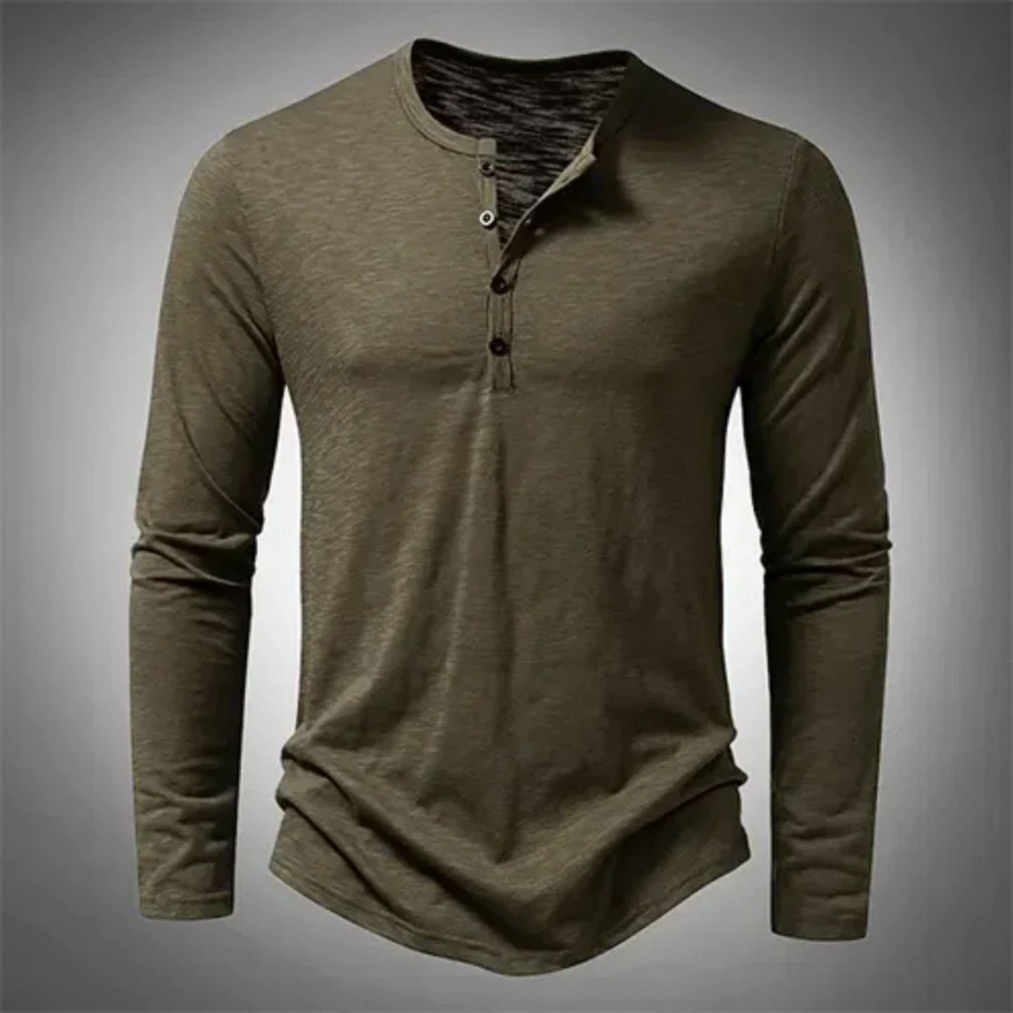 Herren Langarm-Shirt Lässig Halbgeknöpft