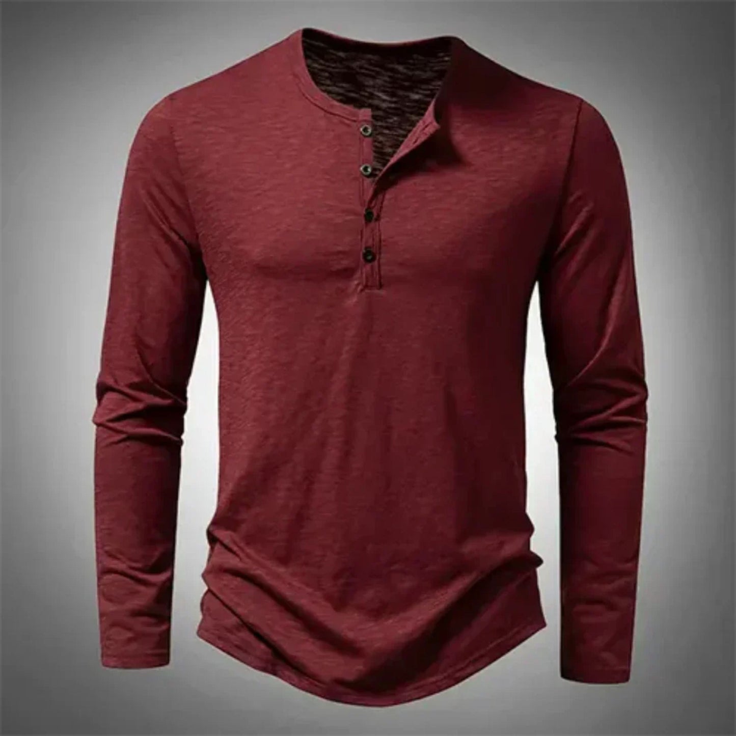 Herren Langarm-Shirt Lässig Halbgeknöpft