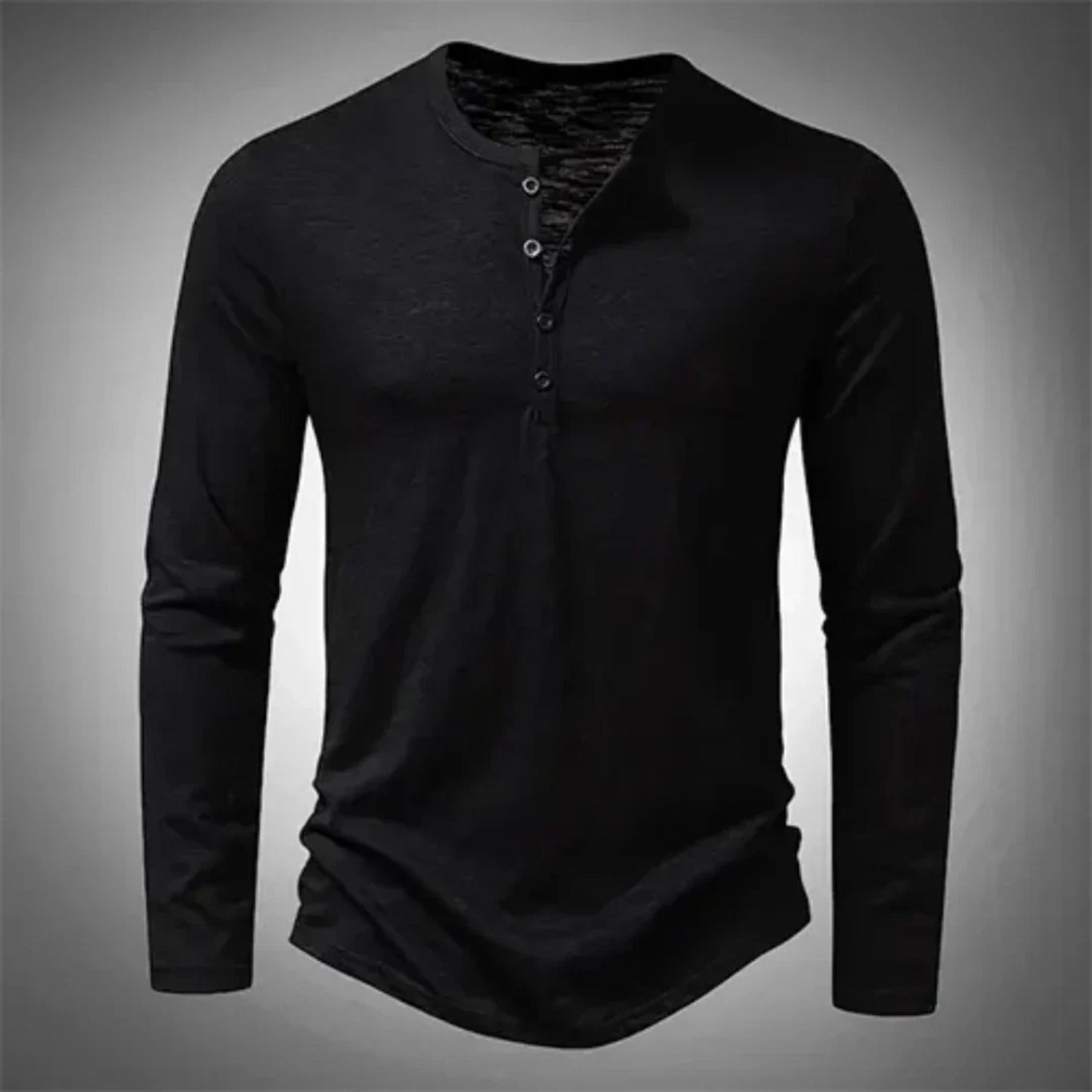 Herren Langarm-Shirt Lässig Halbgeknöpft