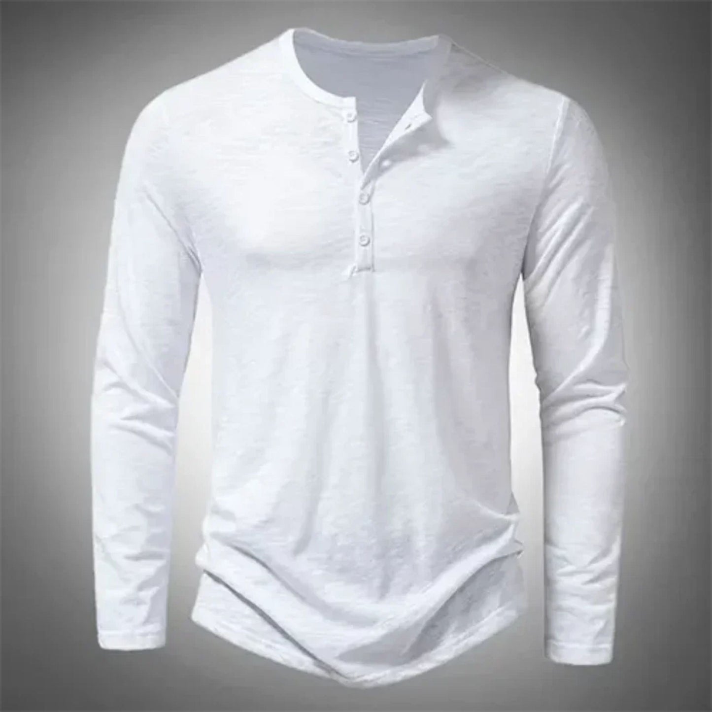 Herren Langarm-Shirt Lässig Halbgeknöpft
