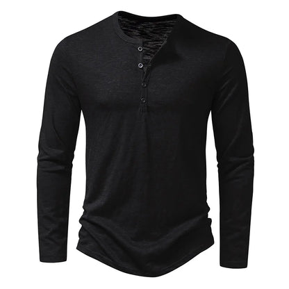 Herren Henley Hemd Langarm Klassisch