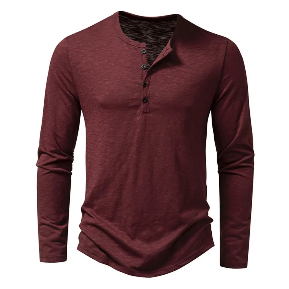 Herren Henley Hemd Langarm Klassisch - IdealeKleiden