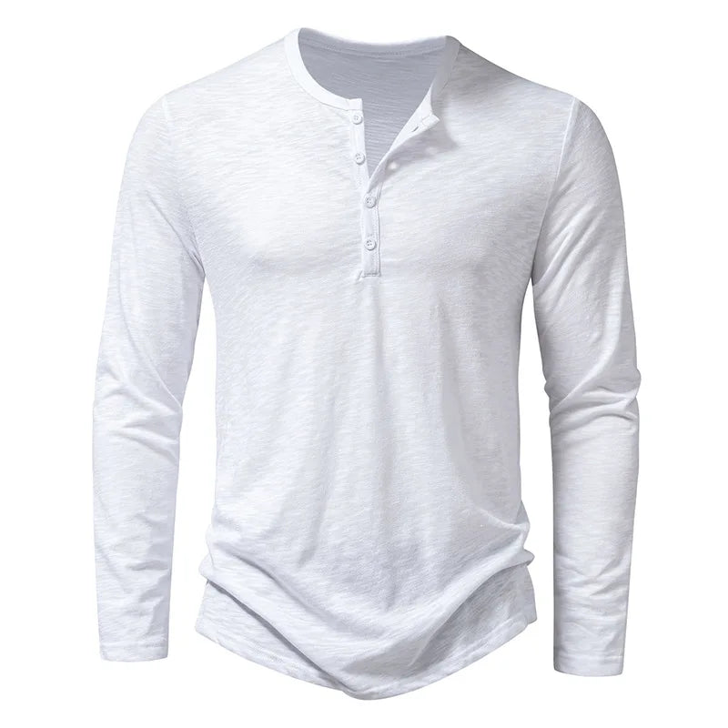 Herren Henley Hemd Langarm Klassisch