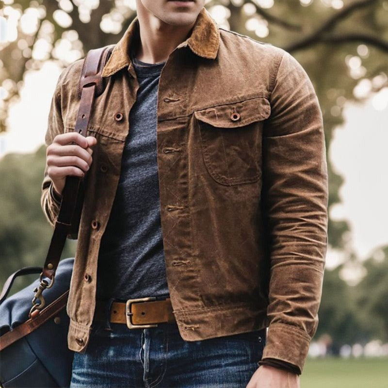 Herren Herbstjacke Vintage Look mit Brusttaschen - IdealeKleiden