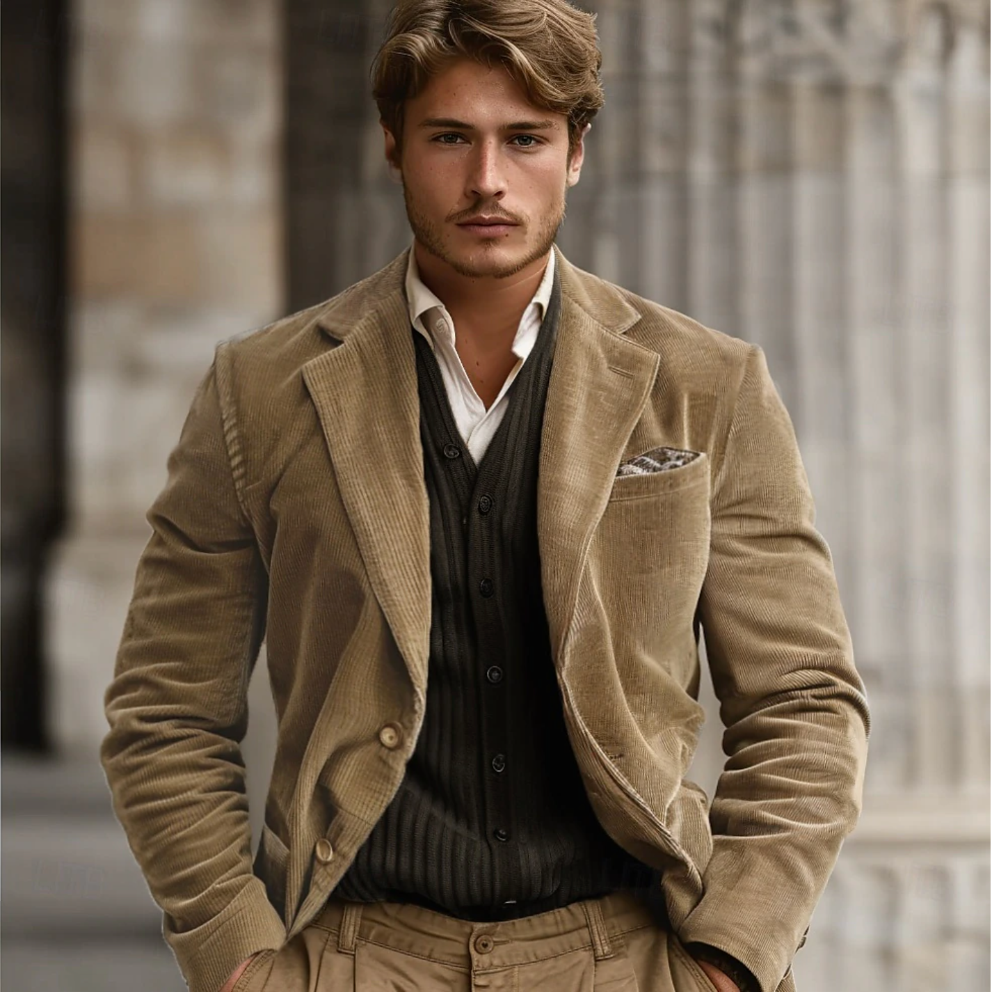 Herren Blazer Corduroy Elegant Klassik