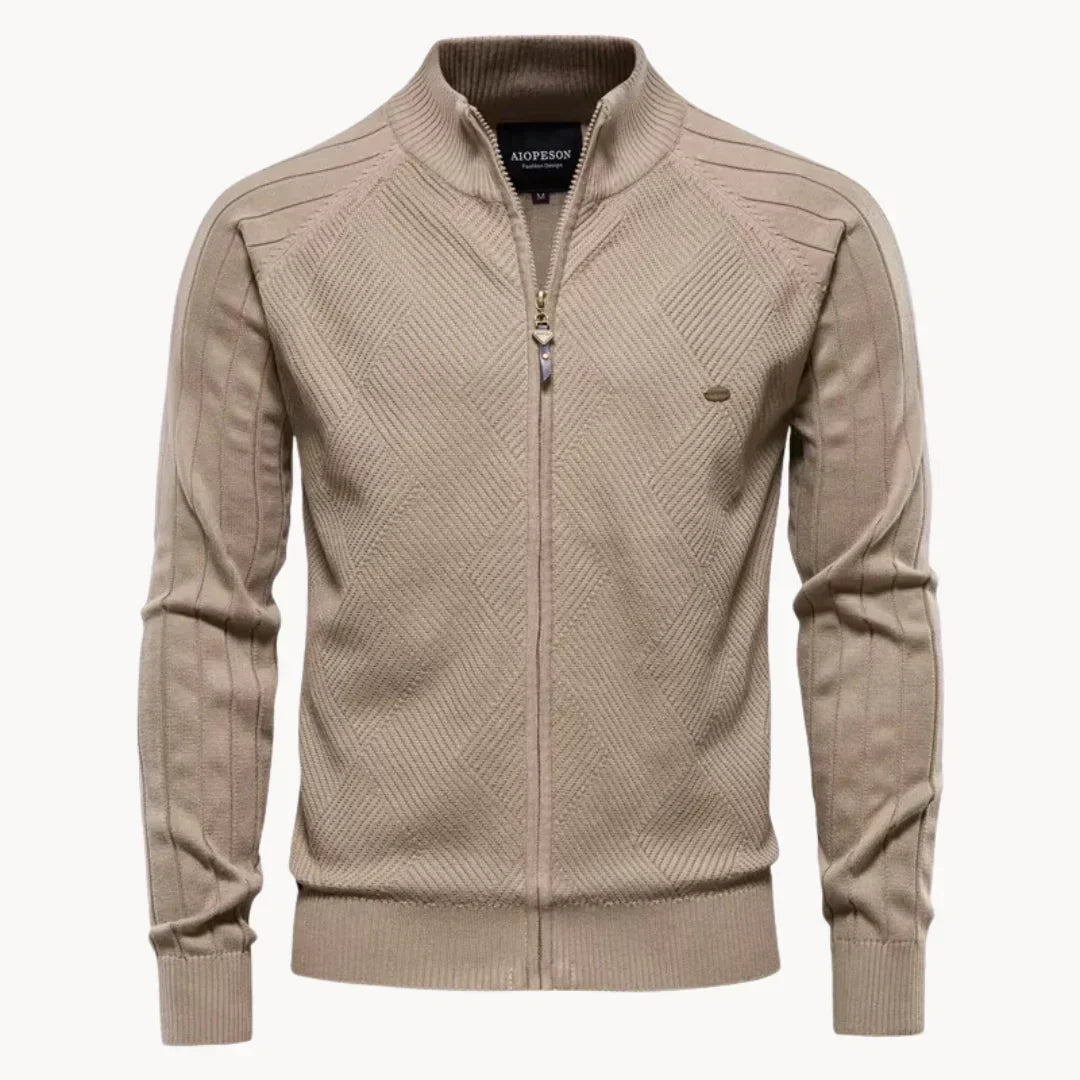 Feine Strickjacke Reißverschluss Modern Stehkragen