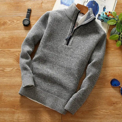 Stylischer Sweater Gestrickt Reißverschluss Kragen