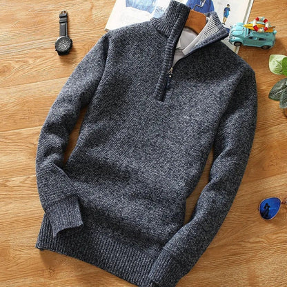 Stylischer Sweater Gestrickt Reißverschluss Kragen