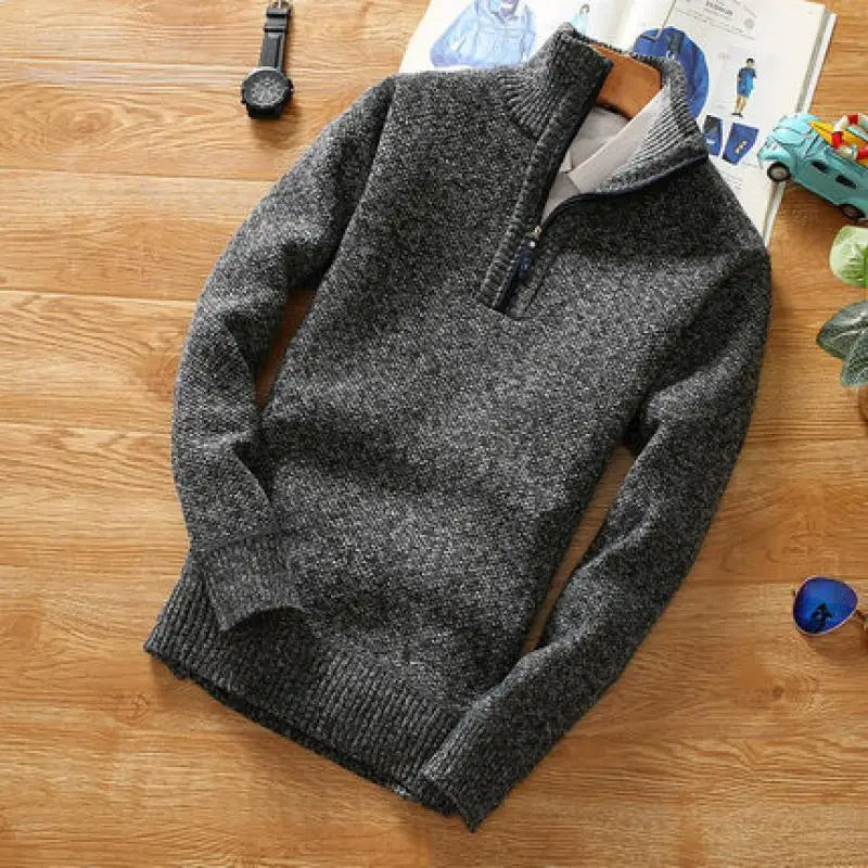 Stylischer Sweater Gestrickt Reißverschluss Kragen