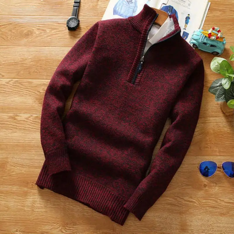 Stylischer Sweater Gestrickt Reißverschluss Kragen