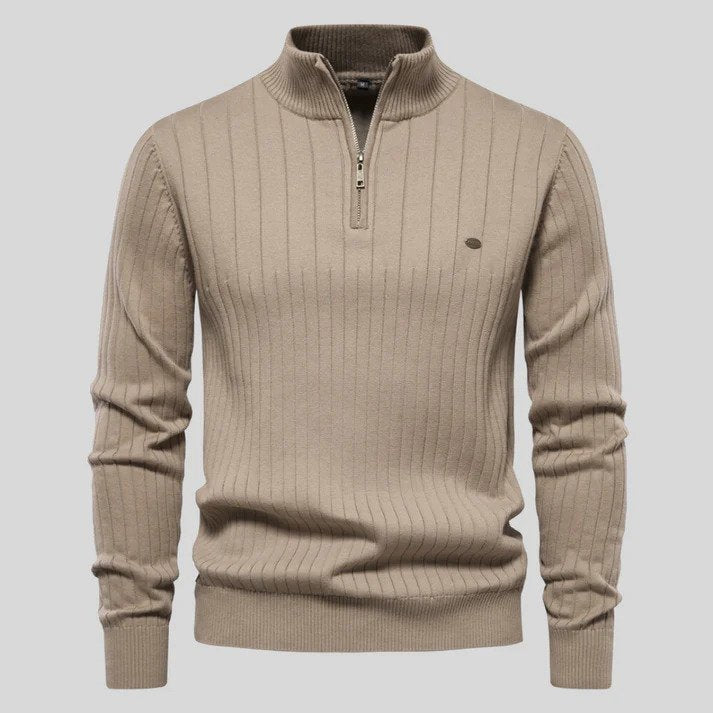 Klassisches Sweatshirt Ribbstruktur Stehkragen