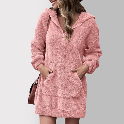 Weiches Sweatkleid Mit Kapuze - IdealeKleiden