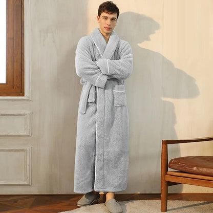 Herren Bademantel Lang Weich Fleece - IdealeKleiden