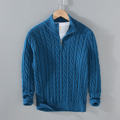 Herren Strickpullover Half-Zip Kabelmuster