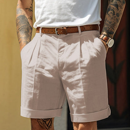 Herren Leinen Shorts Sommer Bequem Baumwolle