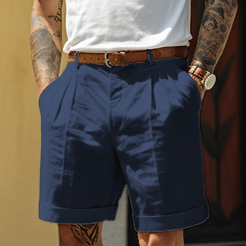 Herren Leinen Shorts Sommer Bequem Baumwolle