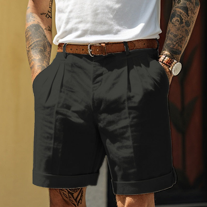Herren Leinen Shorts Sommer Bequem Baumwolle