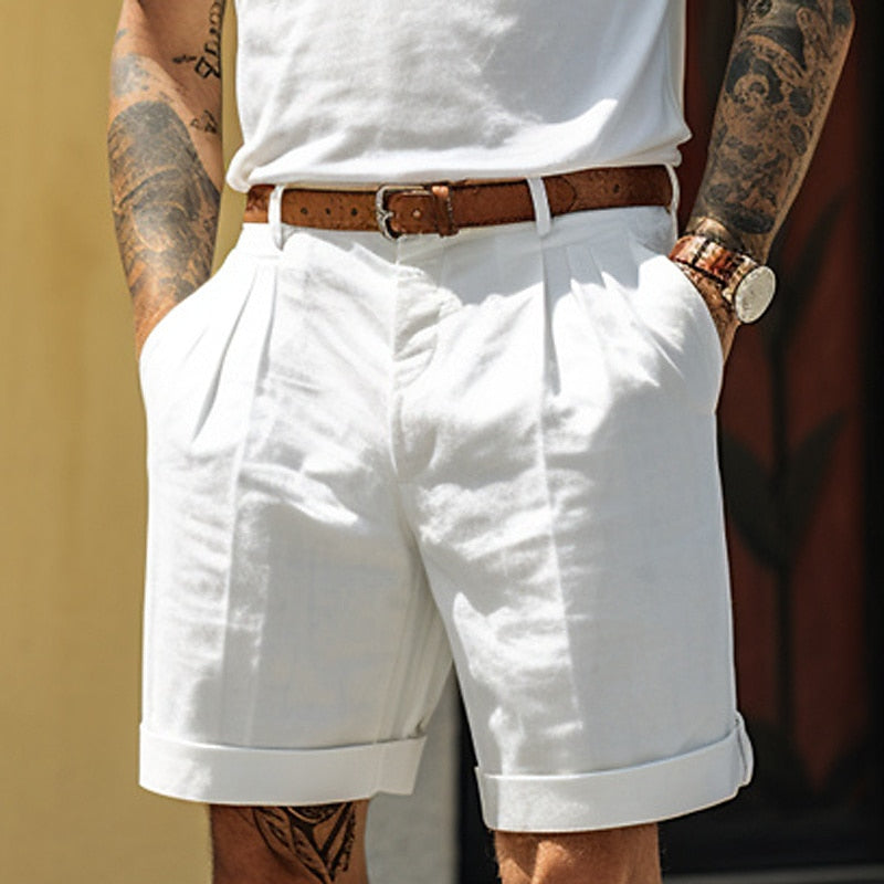 Herren Leinen Shorts Sommer Bequem Baumwolle - IdealeKleiden