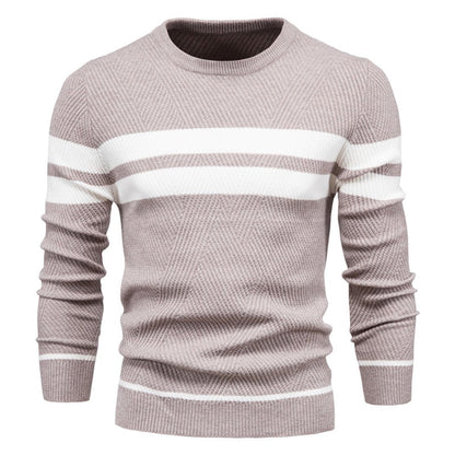 Herren Strickpullover Rundhals Gestreift