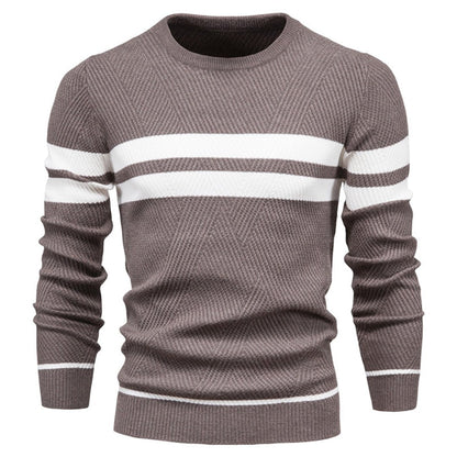 Herren Strickpullover Rundhals Gestreift