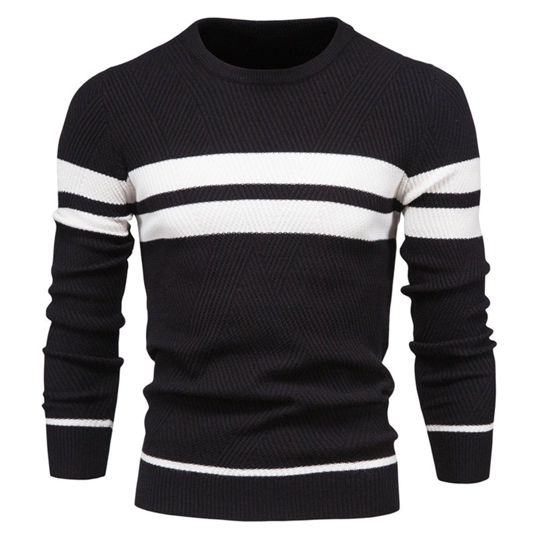 Herren Strickpullover Rundhals Gestreift