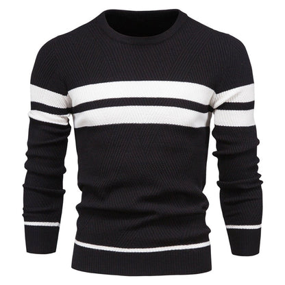 Herren Strickpullover Rundhals Gestreift
