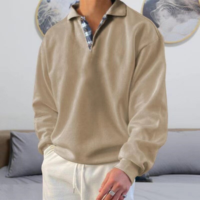 Herren Sweatshirt Lockere Passform Mit Kragen - IdealeKleiden