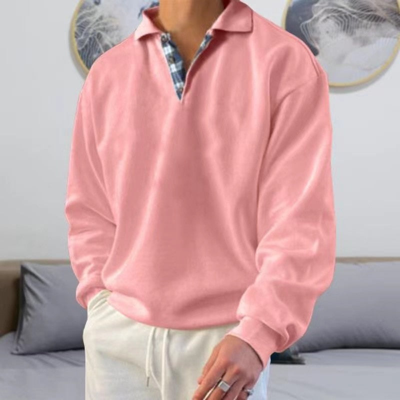 Herren Sweatshirt Lockere Passform Mit Kragen