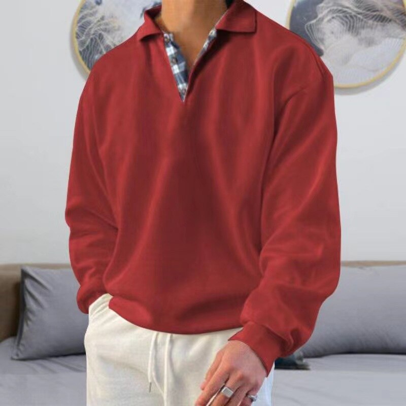 Herren Sweatshirt Lockere Passform Mit Kragen