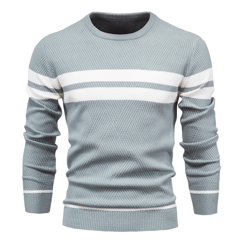 Herren Strickpullover Rundhals Gestreift Modern