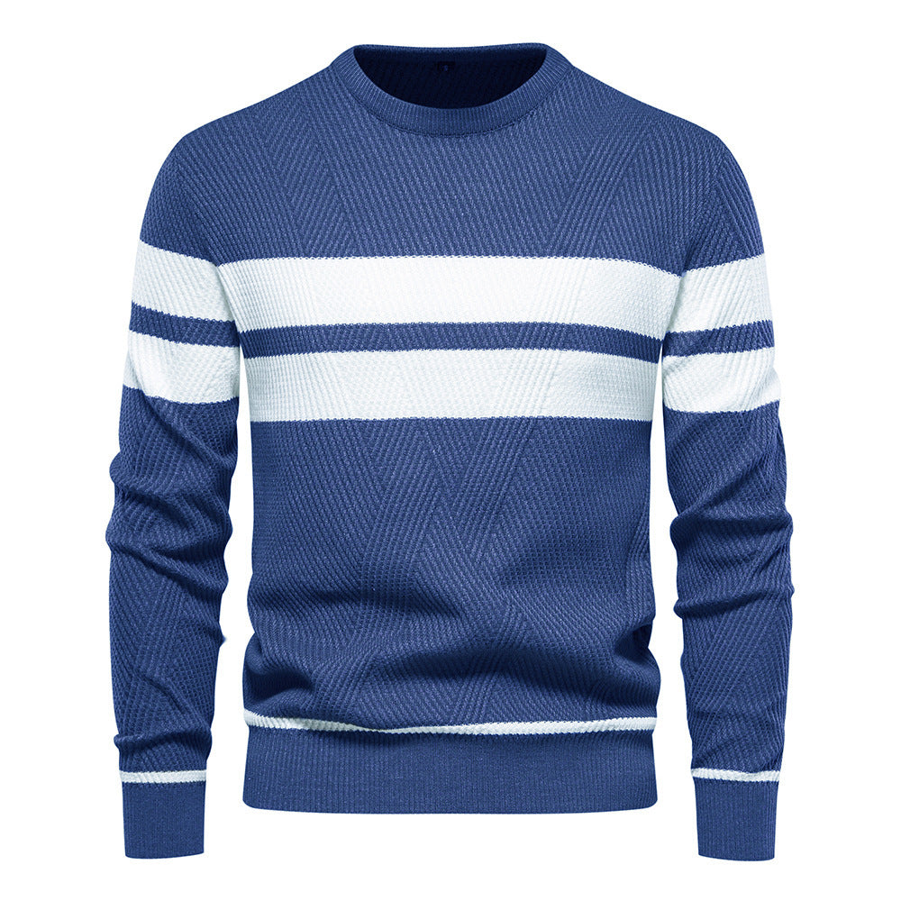Herren Strickpullover Rundhals Gestreift Modern