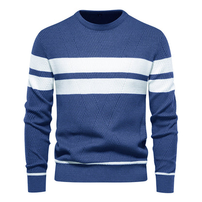 Herren Strickpullover Rundhals Gestreift Modern