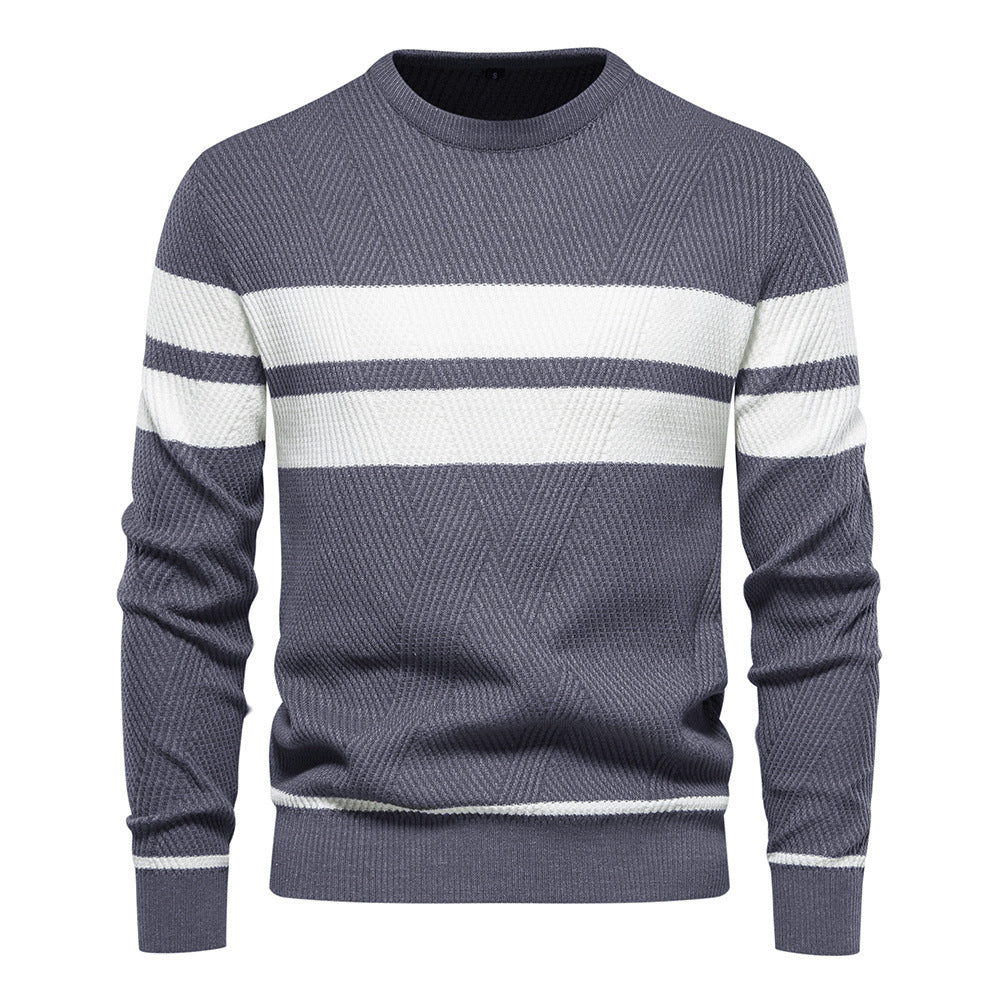 Herren Strickpullover Rundhals Gestreift Modern