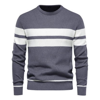 Herren Strickpullover Rundhals Gestreift Modern