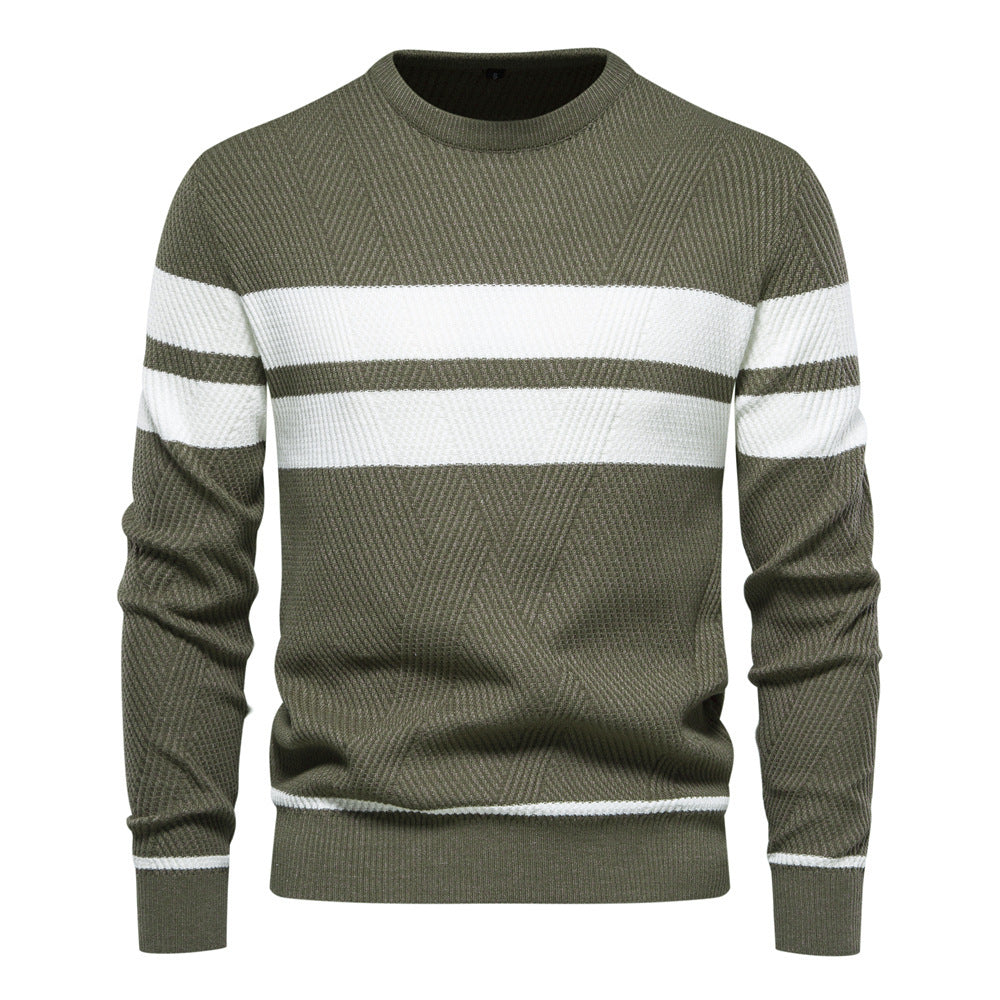 Herren Strickpullover Rundhals Gestreift Modern