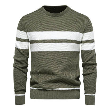 Herren Strickpullover Rundhals Gestreift Modern