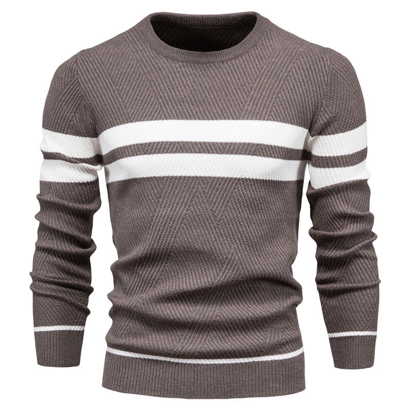 Herren Strickpullover Rundhals Gestreift Modern
