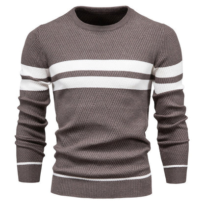 Herren Strickpullover Rundhals Gestreift Modern