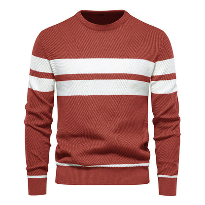 Herren Strickpullover Rundhals Gestreift Modern
