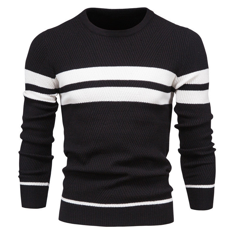 Herren Strickpullover Rundhals Gestreift Modern