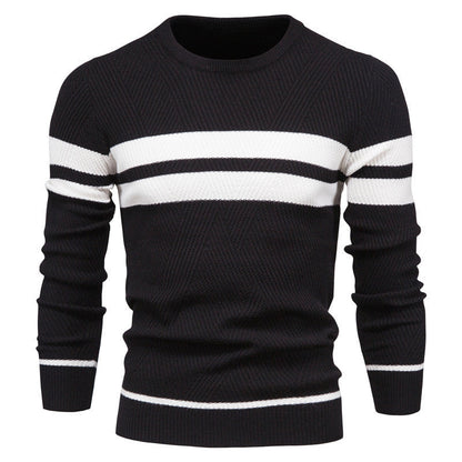 Herren Strickpullover Rundhals Gestreift Modern